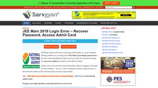 
                            5. JEE Main 2019 Login Error - Recover Password, Access Admit Card