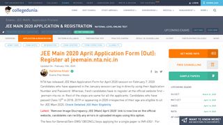 
                            2. JEE Main Application Form 2019 (Released): Register Online ...