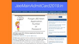 
                            6. JEE Main Login 2019 Application Number, Password - How to Retrieve?
