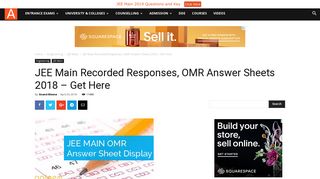 
                            1. JEE Main Recorded Responses, OMR Answer Sheets 2018 – Get Here
