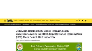 
                            4. JEE Main Results 2016: Check jeemain.nic.in, cbseresults.nic.in for ...