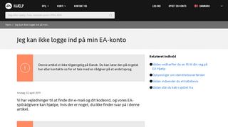 
                            2. Jeg kan ikke logge ind på min EA-konto - EA Help - Electronic Arts