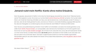 
                            1. Jemand nutzt mein Netflix-Konto ohne meine Erlaubnis.