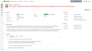 
                            3. [JENKINS-13019] Add option 'Preselect specify SCM login/password ...
