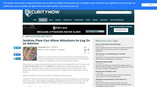 
                            9. Jenkins Flaw Can Allow Attackers to Log In as Admins - Security Now