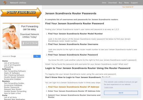 
                            9. Jensen Scandinavia Router Passwords - Port Forward