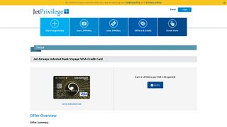 
                            7. Jet Airways IndusInd Bank Voyage VISA Credit Card - JetPrivilege