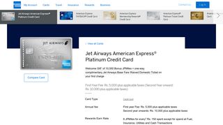 
                            12. Jet Airways Platinum Credit Card | American Express India