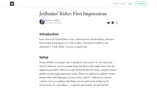 
                            10. JetBrains' Rider: First Impressions – Jack Finlay – Medium