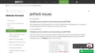 
                            10. JetPack Issues, Website Firewall, Sucuri KB