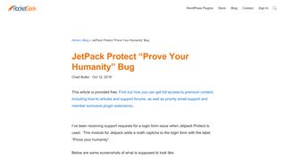 
                            10. JetPack Protect “Prove Your Humanity” Bug - RocketGeek