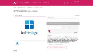 
                            9. JETPRIVILEGE MILES (Item Code JP01) - Axis eDGE Rewards