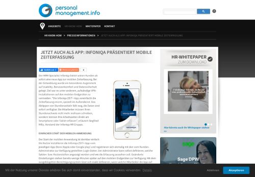 
                            8. Jetzt auch als App: Infoniqa präsentiert mobile Zeiterfassung / Infoniqa ...