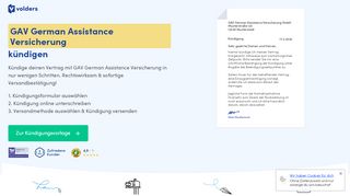 
                            6. Jetzt GERMAN ASSISTANCE Versicherung online kündigen - Volders