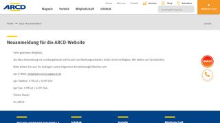 
                            2. Jetzt neu anmelden! - ARCD