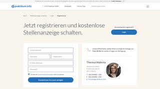 
                            3. Jetzt registrieren und kostenlose Stellenanzeige ... - Praktikum.info