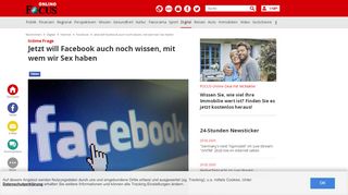 
                            6. Jetzt will Facebook auch noch wissen, mit wem wir Sex haben - Focus