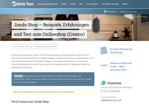 
                            10. Jimdo Shop - Beispiele, Erfahrungen & Test zum Onlineshop - Valao.de