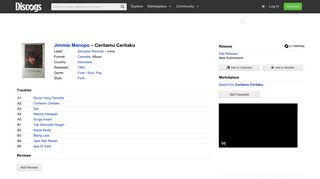 
                            11. Jimmie Manopo - Ceritamu Ceritaku (Cassette, Album) | Discogs