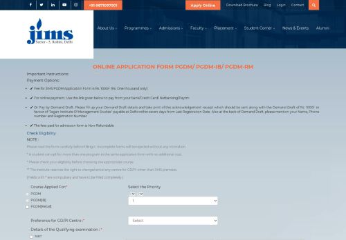 
                            4. JIMS Rohini PGDM Admissions | Online Application Form