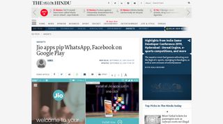 
                            10. Jio apps pip WhatsApp, Facebook on Google Play - The Hindu