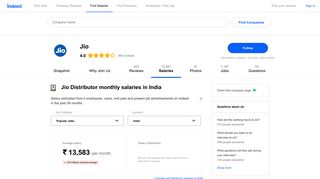 
                            10. Jio Distributor Salaries in India | Indeed.co.in