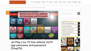 
                            12. Jio Play Live TV free without JioTV app username and password ...