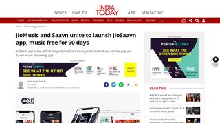 
                            12. JioMusic and Saavn unite to launch JioSaavn app, music free for 90 ...