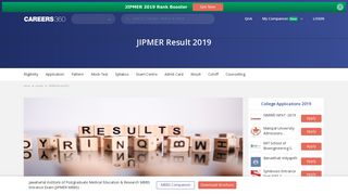 
                            9. JIPMER Result 2019 (MBBS) - Cutoff, Rank Letter, Merit List