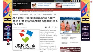 
                            9. J&K Bank Recruitment 2018: Apply online for 1450 Banking ...
