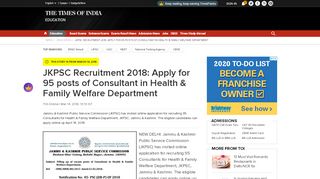 
                            11. J&K vacancies for doctors: JKPSC Recruitment 2018: Apply for 95 ...