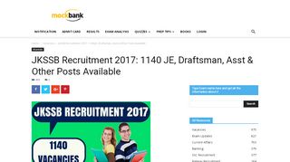 
                            11. JKSSB Recruitment 2017: 1140 JE, Draftsman & Other ...