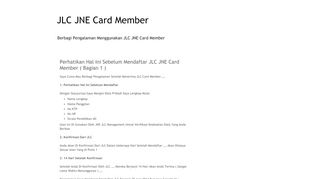 
                            13. JLC JNE Card Member: Perhatikan Hal Ini Sebelum Mendaftar JLC ...