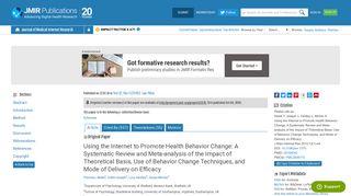 
                            10. JMIR-Using the Internet to Promote Health Behavior Change: A ...