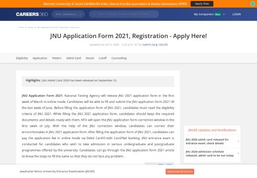 
                            4. JNU Application Form 2019 – JNUEE Registration, Dates, Fee