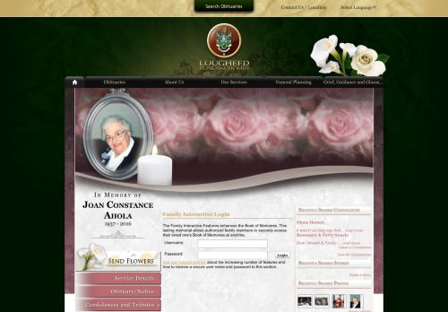 
                            6. Joan Ahola Login - Sudbury, Ontario | Lougheed Funeral Home