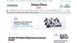 
                            11. Job alert: RTA Dubai is hiring; have you sent your resume? - Khaleej ...