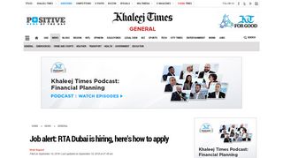 
                            9. Job alert: RTA Dubai is hiring, here's how to apply - Khaleej Times