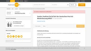 
                            11. Job: Duales Studium (m/w) bei der Deutschen Post AG Niederlassung ...