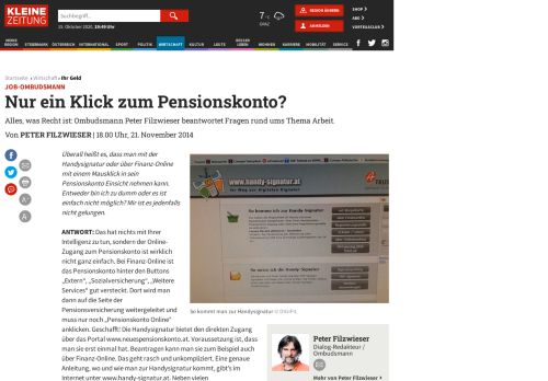 
                            13. JOB-OMBUDSMANN: Nur ein Klick zum Pensionskonto ...