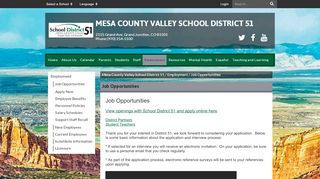 
                            12. Job Opportunities - Mesa County Valley School District 51