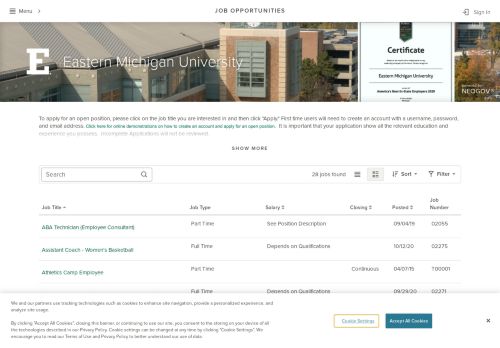 
                            7. Job Opportunities | Sorted by Job Title ascending | Eastern Michigan ...