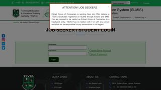 
                            13. Job Seeker Login - tevta slmis