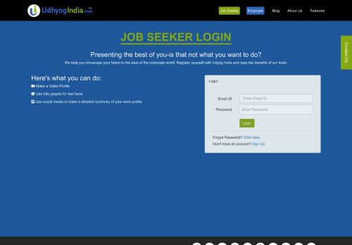 
                            2. Job Seeker Login - UdhyogIndia