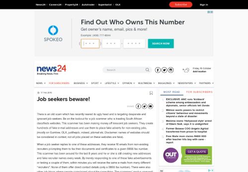 
                            12. Job seekers beware! | News24