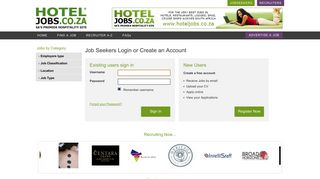 
                            10. Job Seeker's Login - Hotel Jobs - South Africa - HotelJobs.co.za