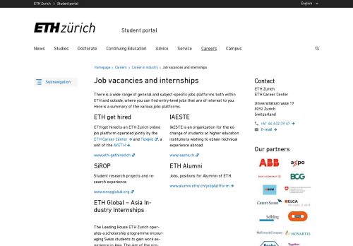 
                            8. Job vacancies and internships – Student portal | ETH ... - ...
