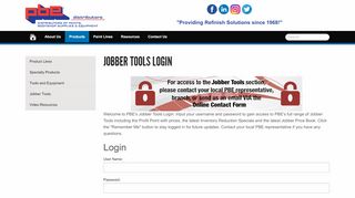 
                            9. Jobber Tools Login - PBE Distributors