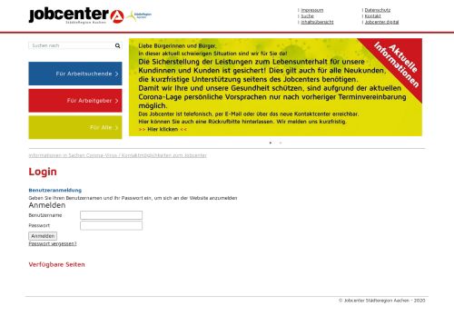 
                            5. Jobcenter StädteRegion Aachen: Service | login