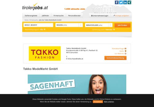 
                            11. Jobs bei Takko ModeMarkt GmbH - tirolerjobs.at